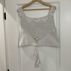 Olivaceous White Crochet Crop Top